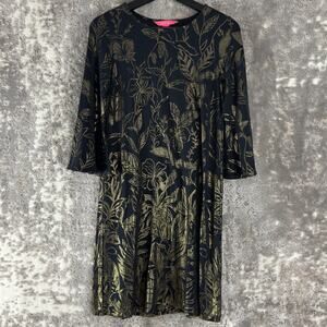 NEW Lilly Pulitzer Sz XXS Ophellia Floral Print Mini Shirt Dress Gold Black NWT